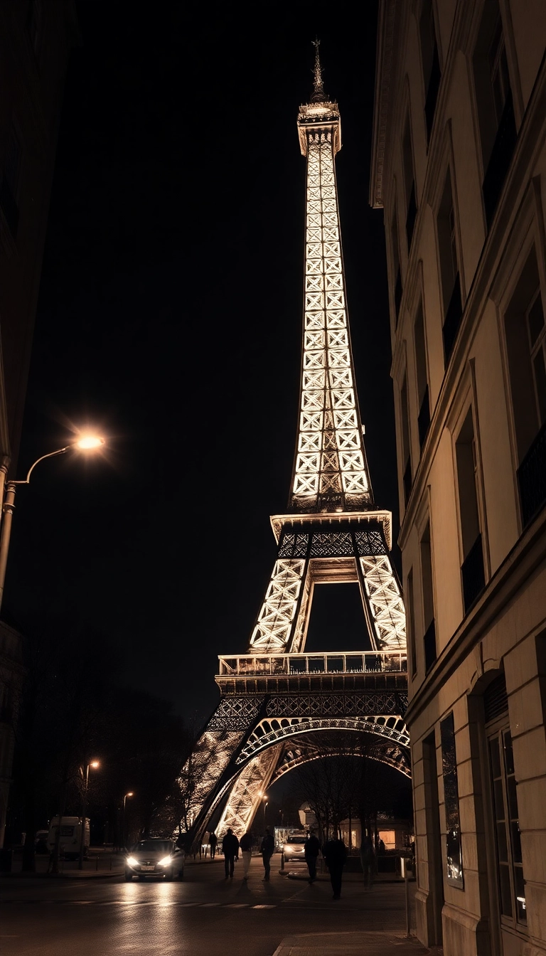 eiffel tower sepia